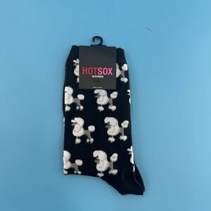 Hot Sox Women Poodle Dog Crew Socks Black Size 9–11 New